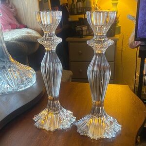 Pair Shannon Crystal taper candle holders, Stunning